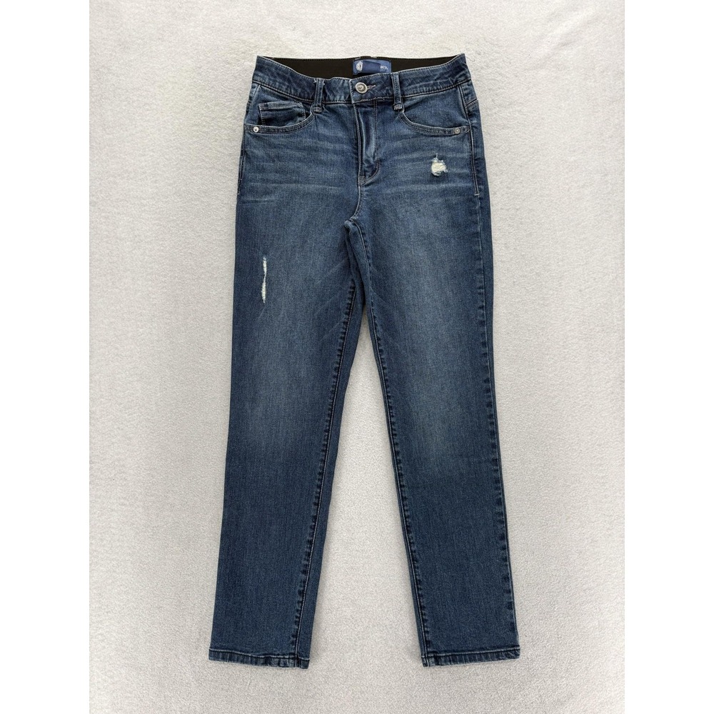 Democracy Ab Solution Straight Jeans Womens 4P Blue Med Wash Distressed Stretch